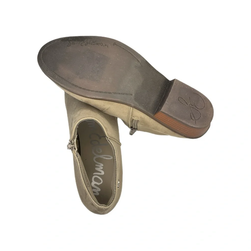 Sam Edelman “Petty Bootie” Sz 4 Putty/Tan Suede Heel Chelsea, also fits Youth 2